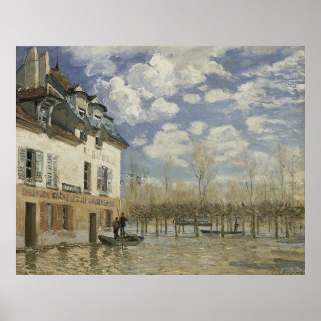 Poster Alfred Sisley Boat na inundação de Port Marly (Frente)