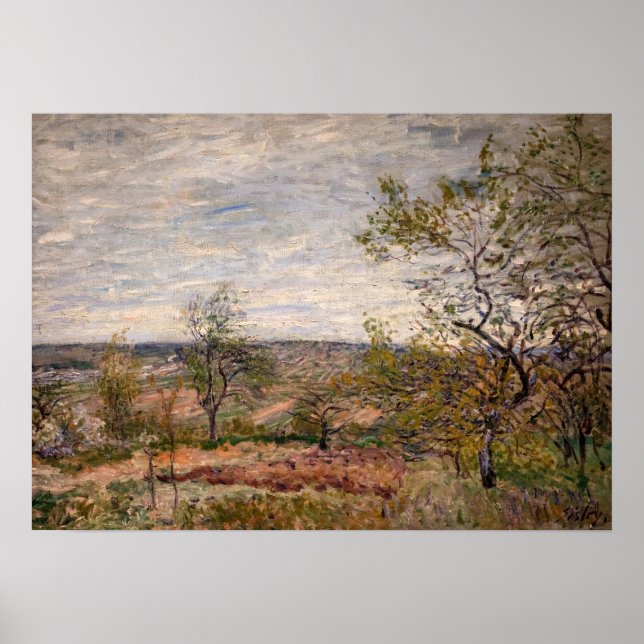 Poster Alfred Sisley - Dia do Vento em Veneux (Frente)