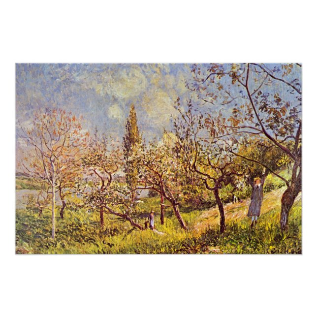 Póster Alfred Sisley Orchard em primavera (Frente)