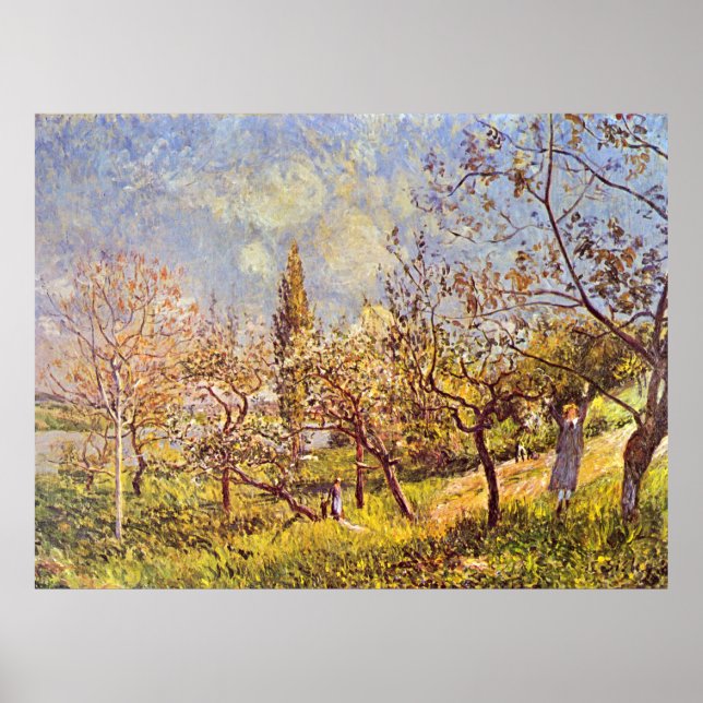 Poster Alfred Sisley Orchard em primavera (Frente)