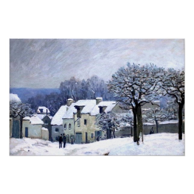 Póster Alfred Sisley Place du Chenil em Marly, neve (Frente)