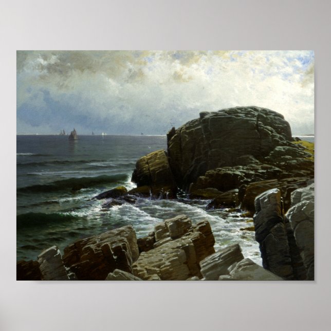 Poster Alfred Thompson Bricher - Castle Rock, Marblehead (Frente)