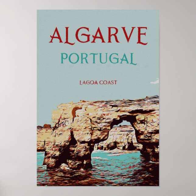 Poster Algarve Beach viagens vintage (Frente)