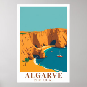 Poster Algarve Portugal Praia Arte de Viagem Vintage