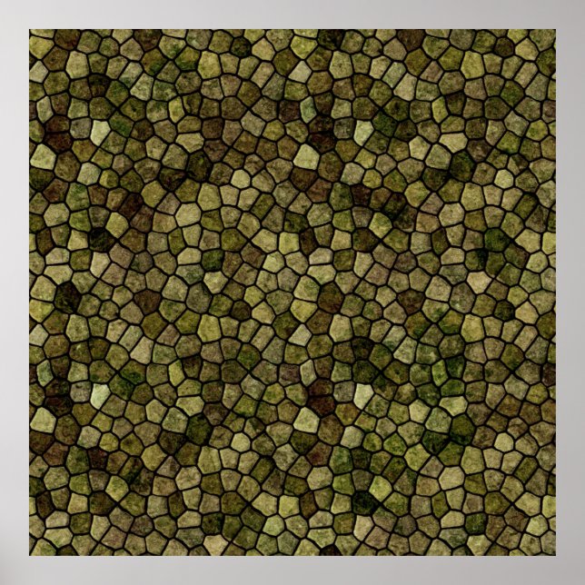 Poster Algas marinhas e Juniper Cobbled Patchwork Terrazo (Frente)