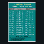 Poster Álgebra: Binomial Perfeito Quadrado Trinômico<br><div class="desc">Binomial Perfect Square Trinomial Para mais posters de matemática,  visite: www.zazzle.com/mathposters*</div>