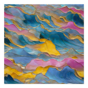 Póster "Algeciras" Ondas de Areia Azul Rosa