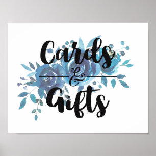 Póster Algo cartões & presentes azuis de casamento da