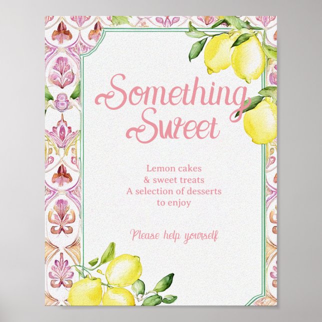 Poster Algo Doce Sinal Rosa Amarelo Limão Chuva (Frente)