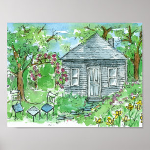 Póster Algodão Amarelo Daffodil Casa de Aquarela