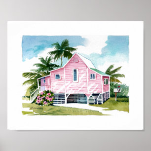 Poster Algodão Costeiro Rosa, Aquarela Aquarela Tropical