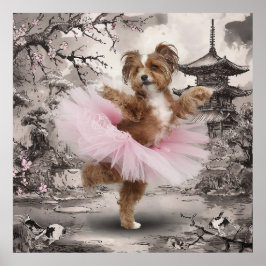 Poster Algodão de Tuléar Ballerina em Tinta do Templo Chi