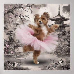 Poster Algodão de Tuléar Ballerina em Tinta do Templo Chi