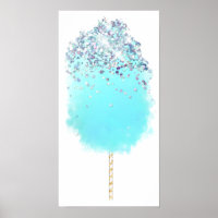 Algodão doce azul e prateado