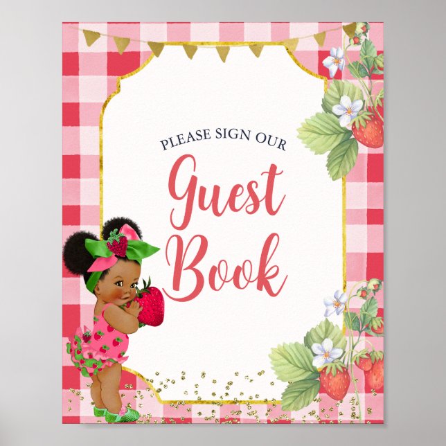 Poster Alguém Berry Sweet Strawberry Baby Guest Book (Frente)
