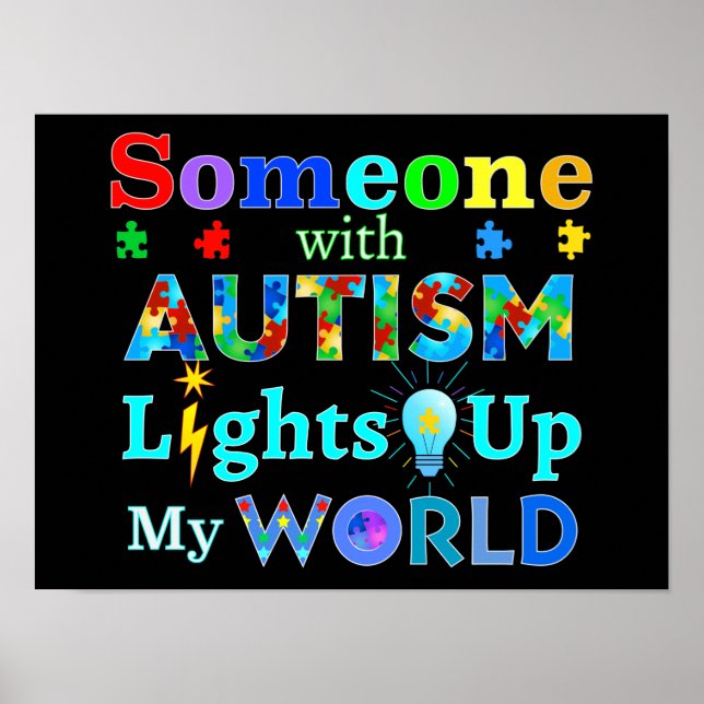 Poster Alguém com AUTISM acende meu mundo (Frente)
