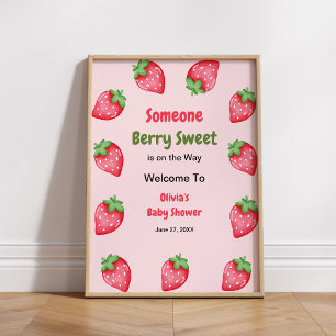 Poster Alguém Muito Doce Morango Bem-vindo ao Chá de Bebê