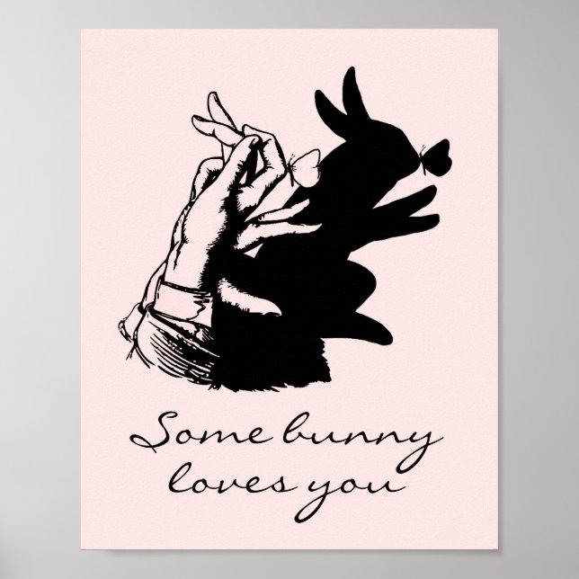 Poster Algum Amor de Coelho Trocadilho Rosa Pastel Com So (Frente)