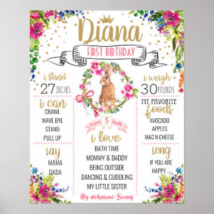 Poster Algum coelho está girando um sinal da festa de
