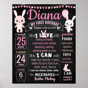 Poster Algum coelho está girando um sinal do aniversári