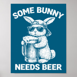 Poster Algum coelho precisa de cerveja humor engraçado do