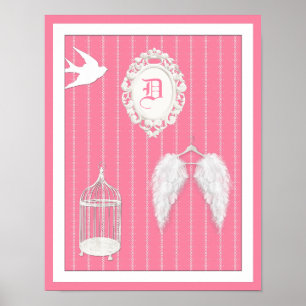 Póster Algum fundo da cor - asas da pena personalizadas