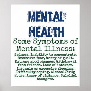 Poster Alguns Sintomas de Doença Mental - Saúde Mental Qu