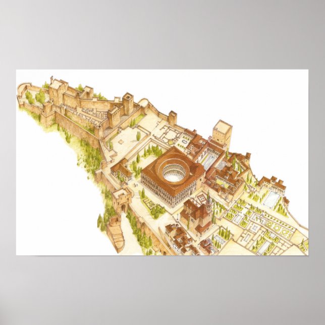 Poster Alhambra Granada Espanha. Castelo e palácios (Frente)
