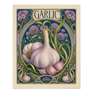 Póster Alho Antigo Estilo Arte Nova Cozinha Arte
