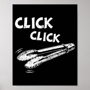 Poster Alicate uma pinça de churrasco grelhando
