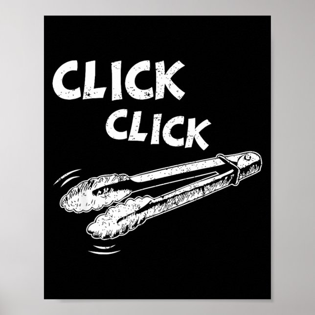 Poster Alicate uma pinça de churrasco grelhando (Frente)