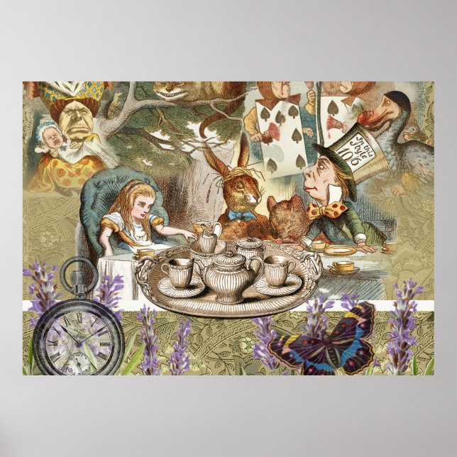 Poster Alice Adventures em Wonderland Mad Tea Party (Frente)