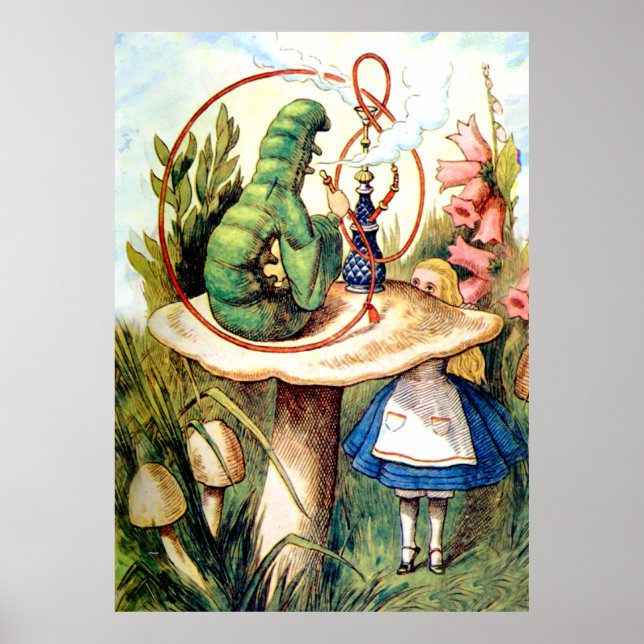 Poster Alice busca conselhos de uma lagarta (Frente)