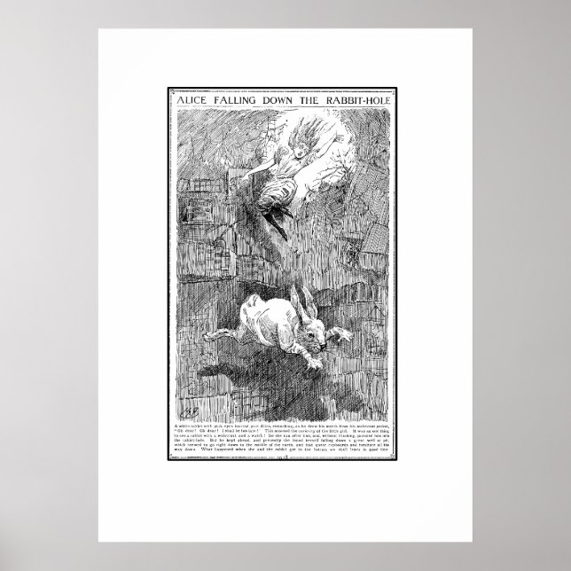 Póster Alice Caindo no Buraco do Coelho (Frente)
