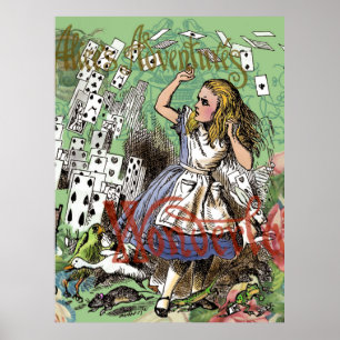 Póster alice cartões país das maravilhas chapeleiro coelh