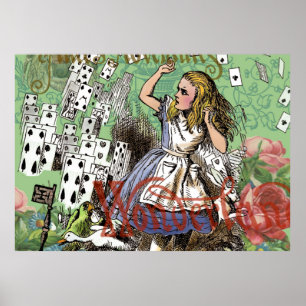 Póster alice cartões país das maravilhas chapeleiro coelh