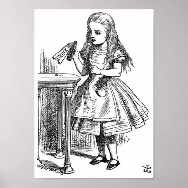 Póster Alice com a garrafa "Beba-me" (Frente)