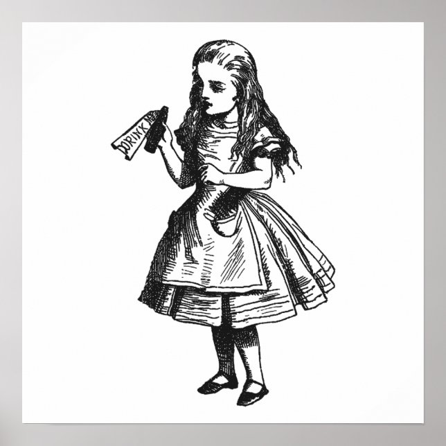 Póster Alice com Garrafa "Beba-Me" (Frente)