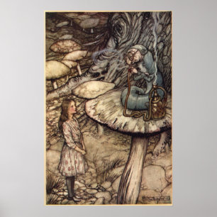Póster Alice e a lagarta de Arthur Rackham