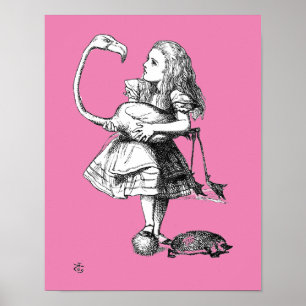 Poster Alice e o Flamingo ( cor-de-rosa)