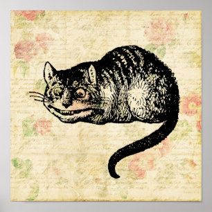 Poster Alice Gato de Cheshire na Ilustração de Arte da