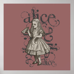 Póster Alice In Wonderland Grunge (Rosa)