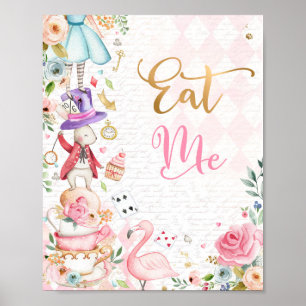 Poster Alice In Wonderland Party Decor Coma-Me Sinal De M