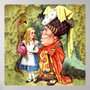 Póster Alice joga o Croquet do flamingo com a duquesa