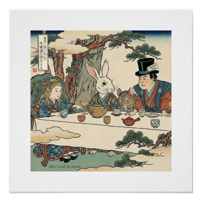 Póster Alice Lost in Japan | Ukiyo-e Mad Tea Party (Frente)