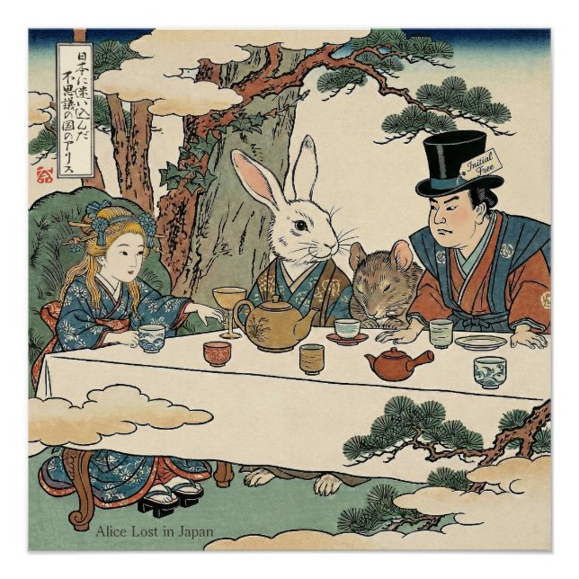 Póster Alice Lost in Japan | Ukiyo-e Mad Tea Party (Frente)