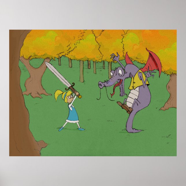 Poster Alice Lutando contra o Jabberwocky (Frente)