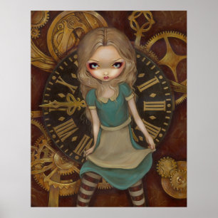 Poster Alice no maquinismo de relojoaria - steampunk no