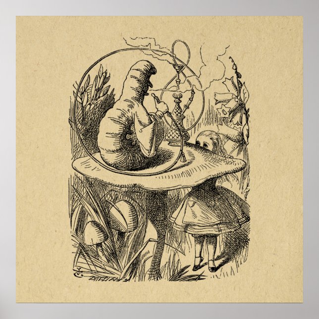 Poster Alice no País das Maravilhas Alice com a lagarta (Frente)