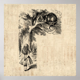 Poster Alice no País das Maravilhas Alice e o Gato Cheshi